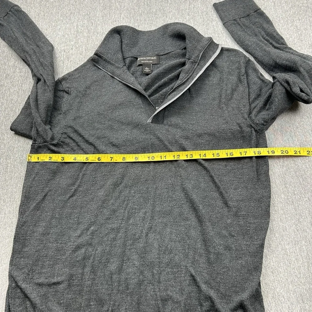 Banana Republic Merino Wool Quarter Zip Pullover Sweater Mens‎ Large Gray